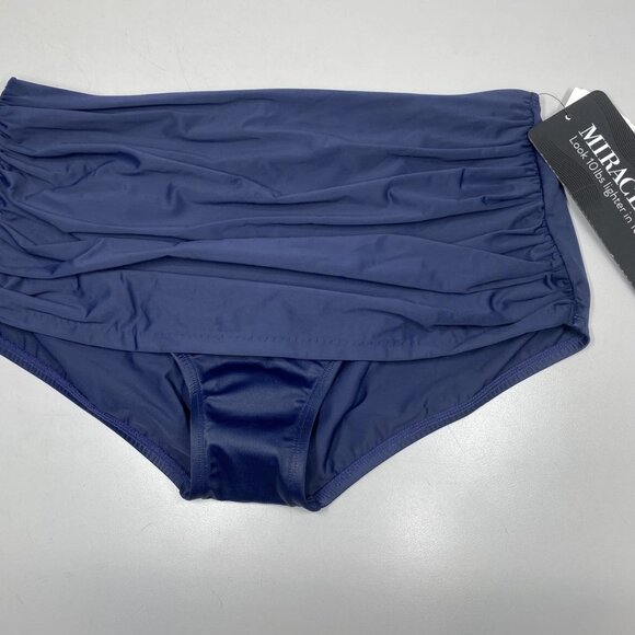 MiracleSuit Women’s Norma Jean Retro Ruching Bikini Bottom Navy Size 14 - Picture 5 of 9
